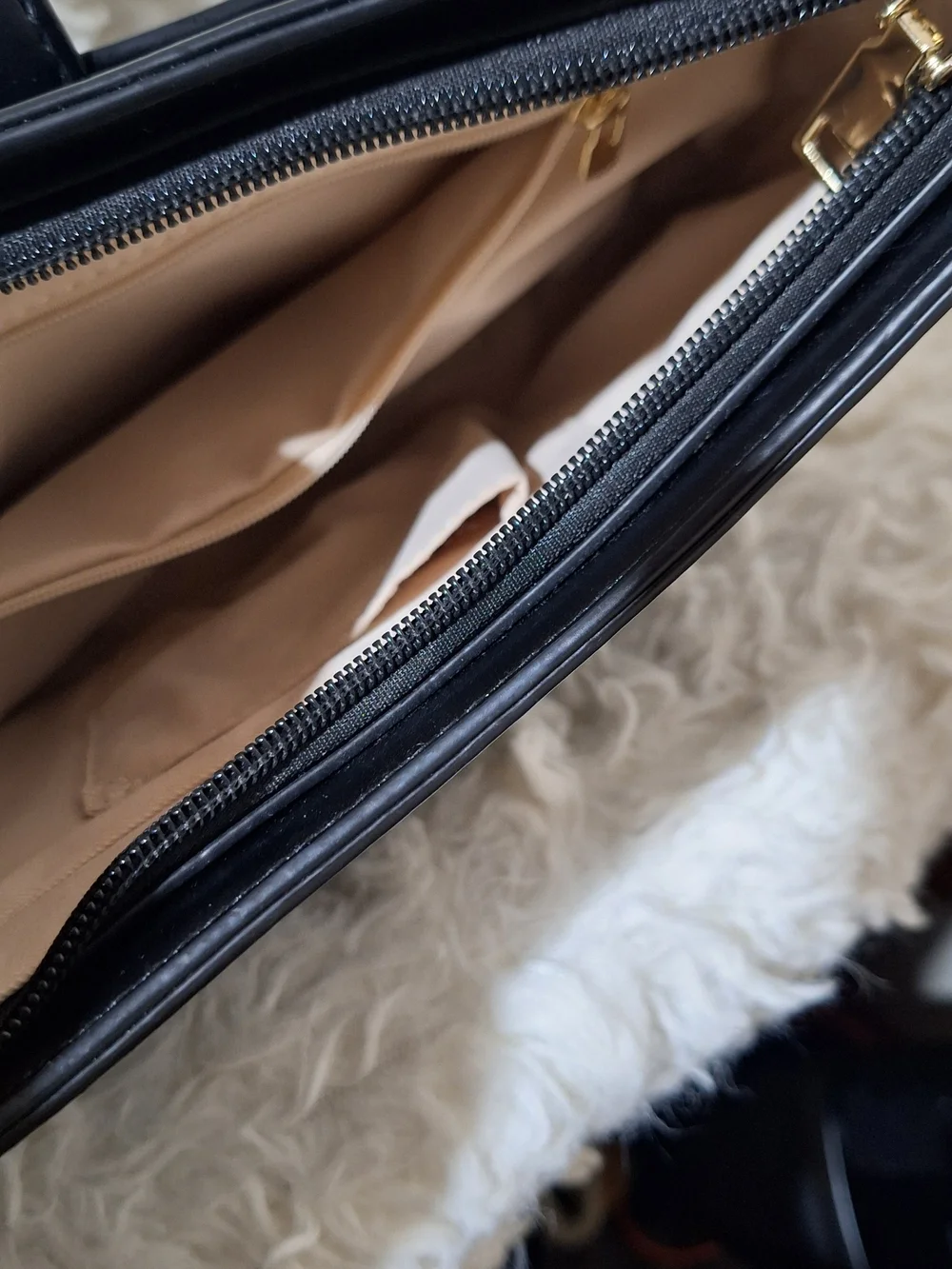 Classic Black Shoulder Bag with Gold Hardware
